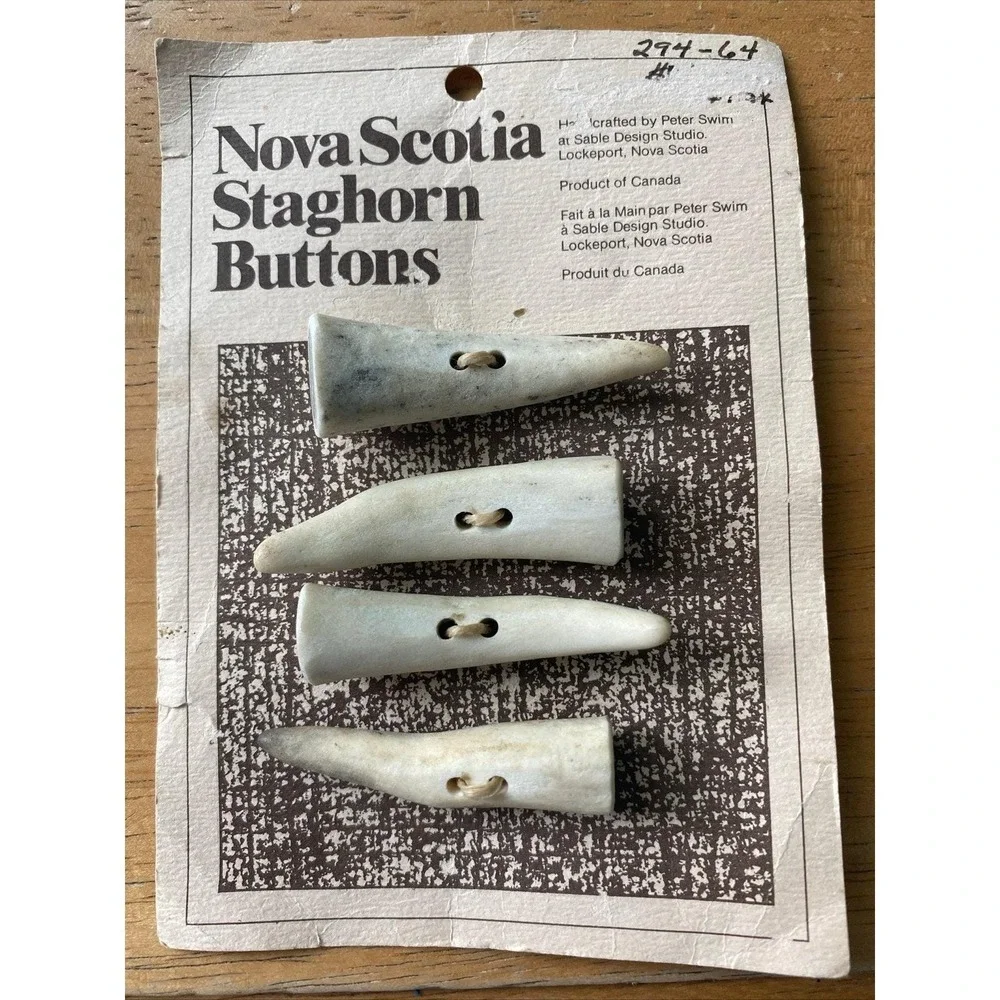 Vintage New Unique Nova Scotia Staghorn Buttons Handcrafted By Peter Swim Canada